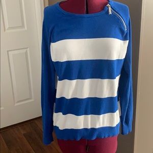 Michael Kors blue and whirl stripe sweater